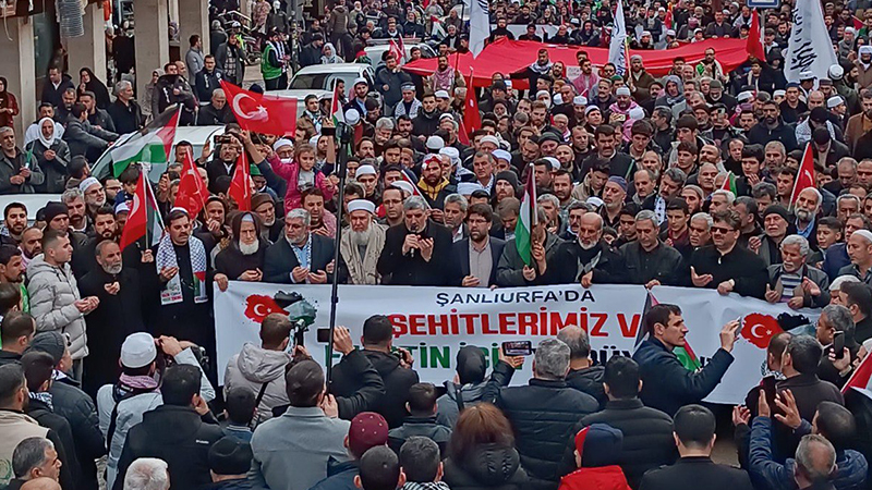 Şanlıurfa'da binlerce kişi şehitler ve Gazze için yürüdü;