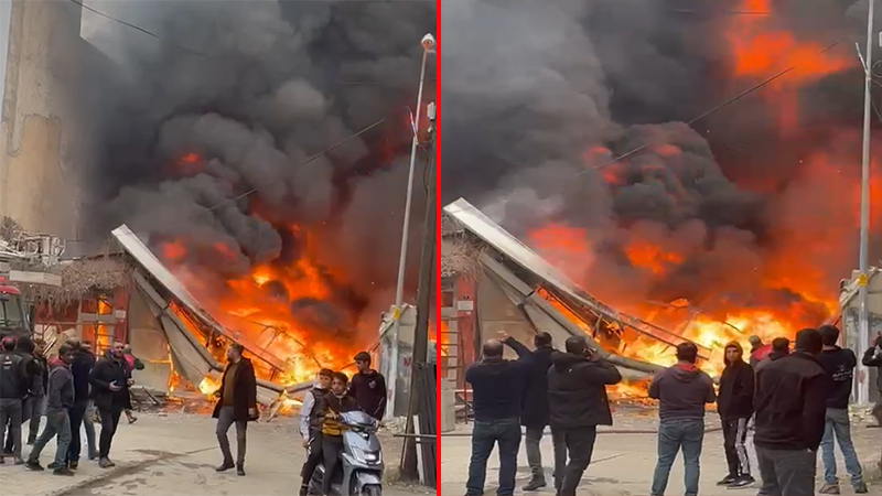 Viranşehir’de sünger deposunda korkutan yangın!