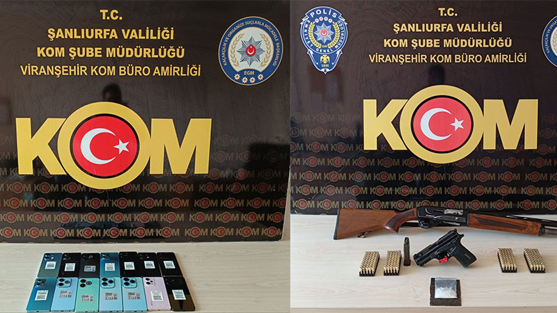 Viranşehir’de asayiş operasyonu: Kaçak telefon, silah ve uyuşturucu ele geçirildi;